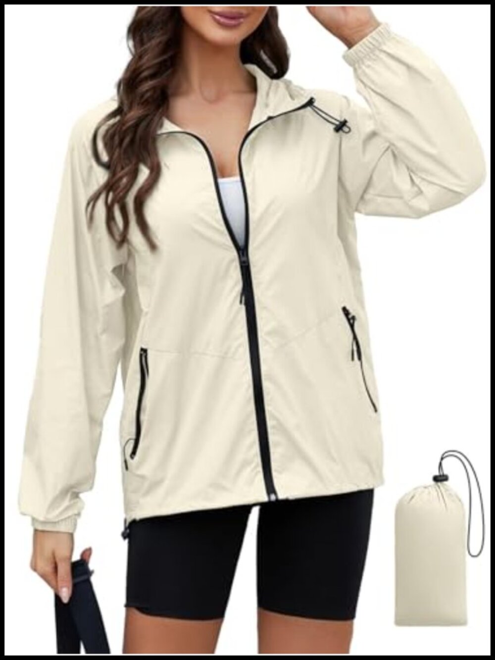 Lightweight Packable Rain Jacket with Hood Waterproof Windbreaker Travel
